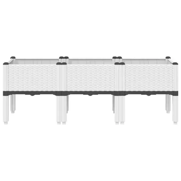 Kõrgendatud taimekast jalgadel, valge PP, 120 x 40 x 42 cm – 3