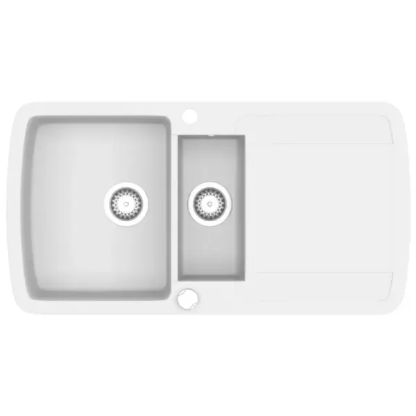 Kahepoolne graniitsegust köögivalamu, valge, 960 x 500 mm – 2