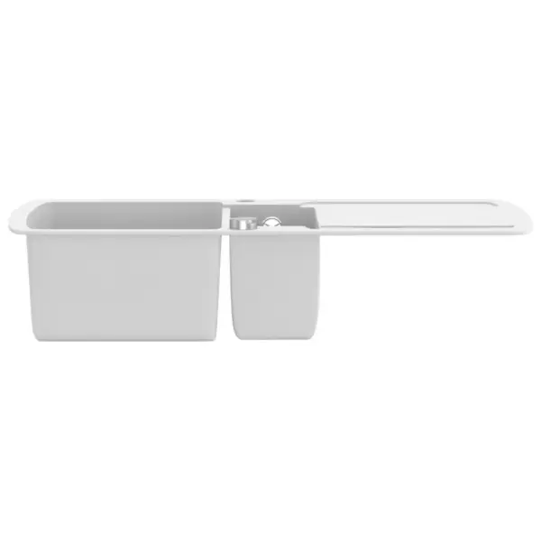 Kahepoolne graniitsegust köögivalamu, valge, 960 x 500 mm – 4