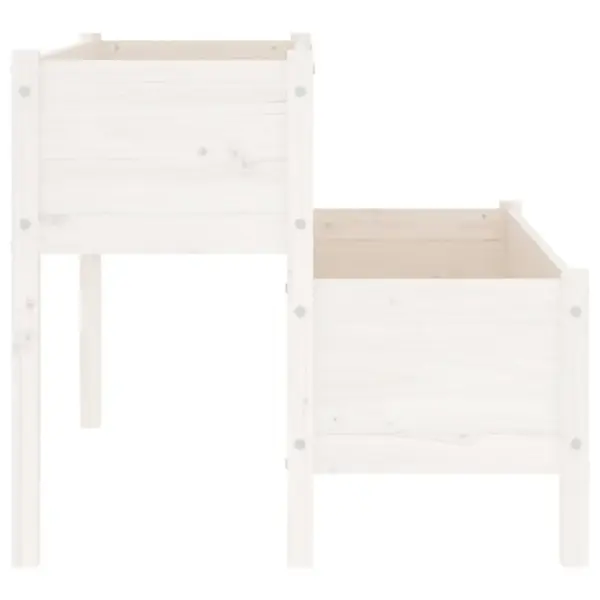 Kahetasandiline kõrgendatud taimekast, valge männipuit, 110 x 84 x 75 cm – 6