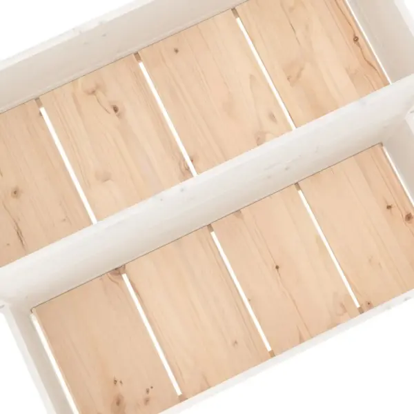 Kahetasandiline kõrgendatud taimekast, valge männipuit, 110 x 84 x 75 cm – 7