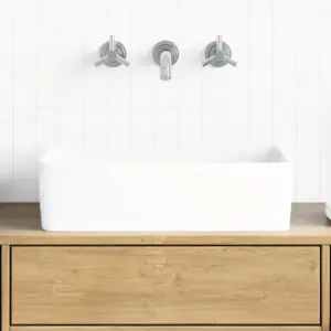 Valge keraamiline kapipealne valamukauss, ristkülik, 48 x 37 x 13 cm