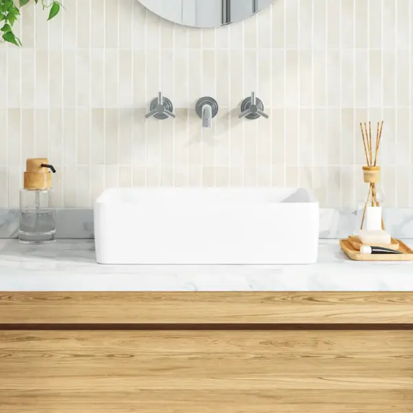 Valge keraamiline kapipealne valamukauss, ristkülik, 48 x 37 x 13 cm – 3