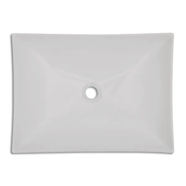 Valge kõrgläikega keraamiline kraanikauss kapi peale, 65,5 x 39 cm – 4