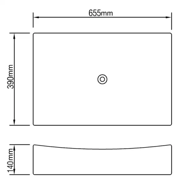 Valge kõrgläikega keraamiline kraanikauss kapi peale, 65,5 x 39 cm – 5