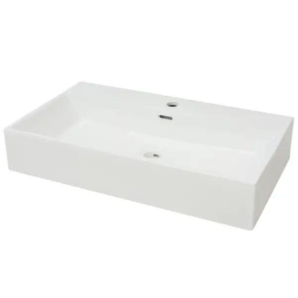 Keraamiline valamu kraaniavaga, ülevooluga, valge, 76 x 42,5 x 14,5 cm – 2