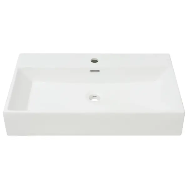 Keraamiline valamu kraaniavaga, ülevooluga, valge, 76 x 42,5 x 14,5 cm – 3