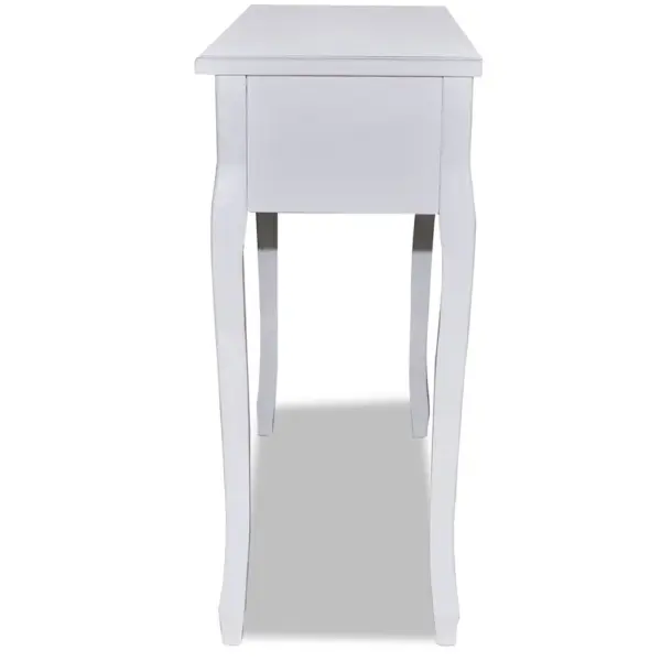 Valge konsoollaud kolme sahtliga, MDF ja männipuit, 100 x 35 x 78 cm – 8