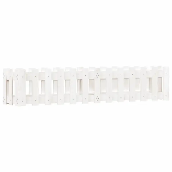 Valge aiapiirde stiilis kõrgendatud taimelava, täismännipuit, 150 x 30 x 30 cm – 2