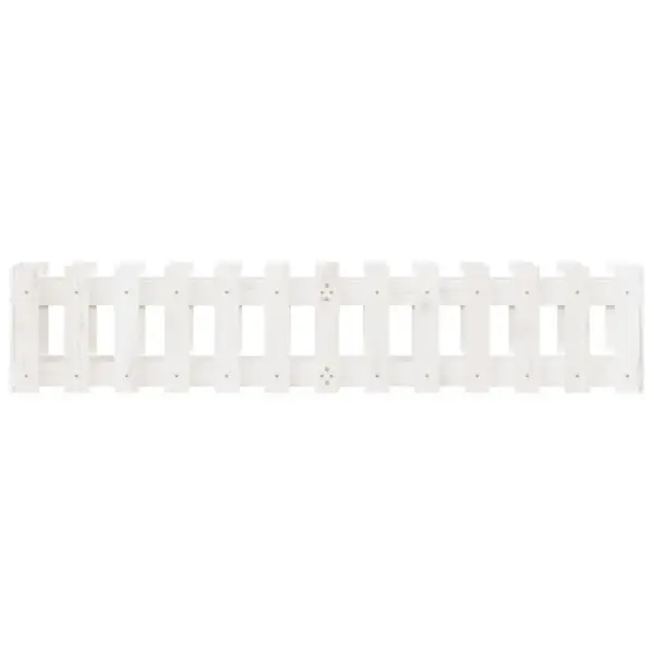 Valge aiapiirde stiilis kõrgendatud taimelava, täismännipuit, 150 x 30 x 30 cm – 5