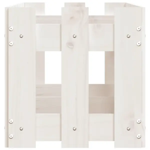 Valge aiapiirde stiilis kõrgendatud taimelava, täismännipuit, 150 x 30 x 30 cm – 6