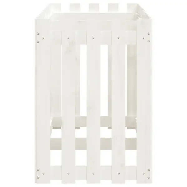 Valge aia disainiga kõrgendatud taimelava, männipuidust, 150 x 50 x 70 cm – 6