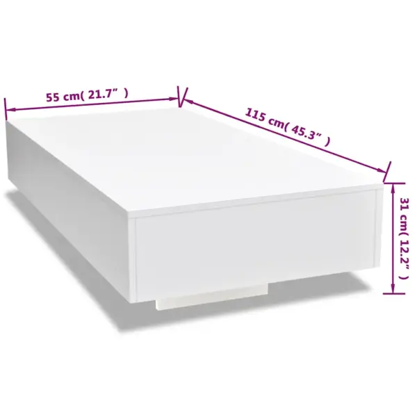 Valge kõrgläikelise viimistlusega MDF-kohvilaud, 115 x 55 x 31 cm - 6