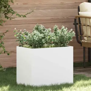 Valge aiapott külmvaltsitud terasest, 50 x 32 x 40 cm