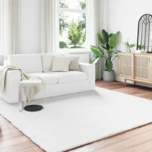 Libisemiskindel kunstküüliku karva vaip Olite, valge polüester, 240 x 240 cm