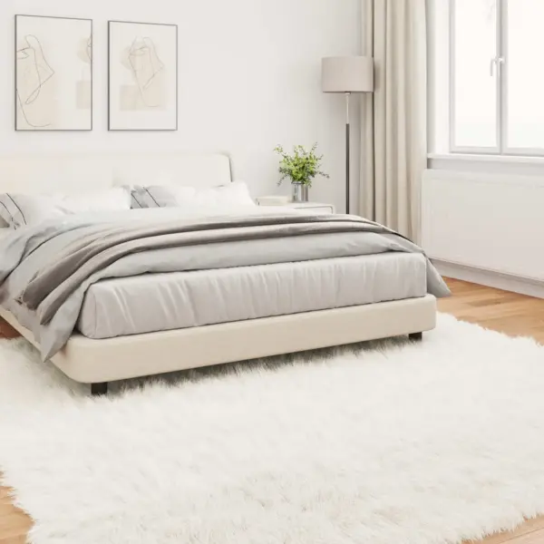 Valge kunstlambanaha vaip Tafalla, kõrge karvaga, 200 x 200 cm, polüester – 4