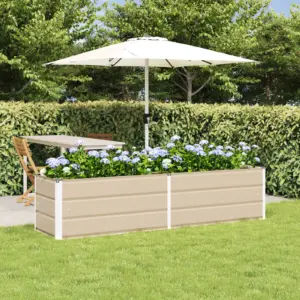 Valge kuumtsingitud terasest taimekast, 480 x 50 x 45 cm