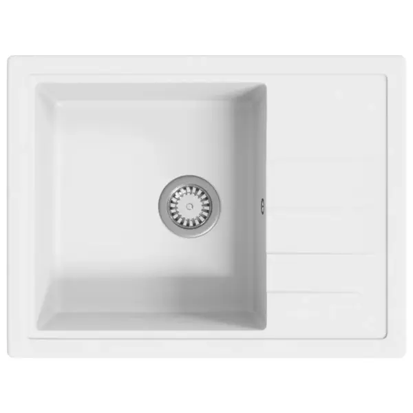 Kvarts-komposiidist köögivalamu ülevooluavaga, valge, 580 x 440 mm – 2