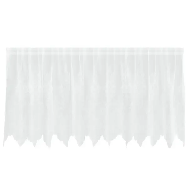 Valge lillemustriga pitskardin, polüester, 120 x 300 cm – 2