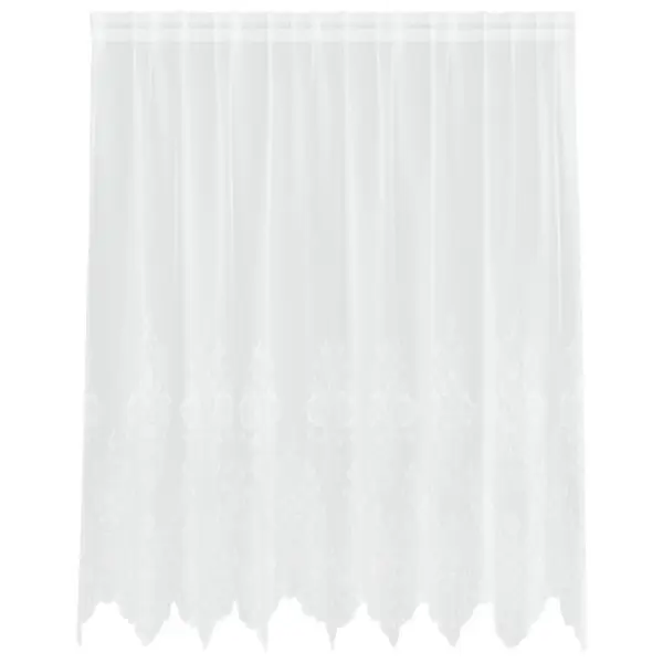 Valge lillemustriga pitskardin, polüester, 160 x 200 cm – 2