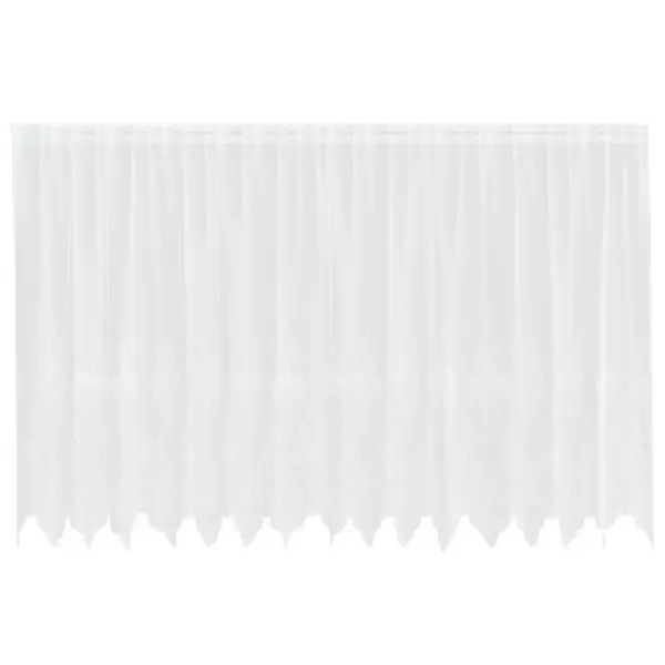 Valge lillemustriga pitskardin 4 riputusviisiga, polüester, 180 x 400 cm – 2