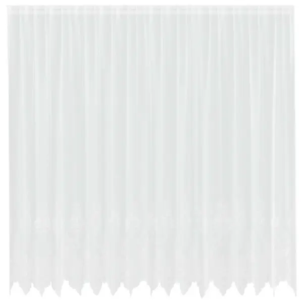 Valge lillemustriga pitskardin, polüester, 200 x 400 cm – 2