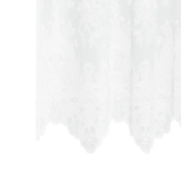 Valge lillemustriga pitskardin, polüester, 200 x 500 cm – 5