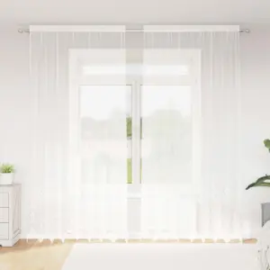 Valge pitskardin lillemustriga, polüester, 260 x 200 cm