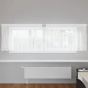 Valge lillemustriga pitskardin, polüester, 80 x 300 cm