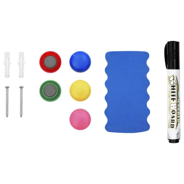 Kuivpuhastatav magnettahvel seinale, valge, 90 x 60 cm, teraspinnaga – 5