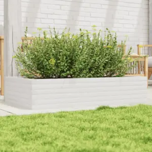 Valge männipuidust aia taimekast, 110 x 60 x 23 cm