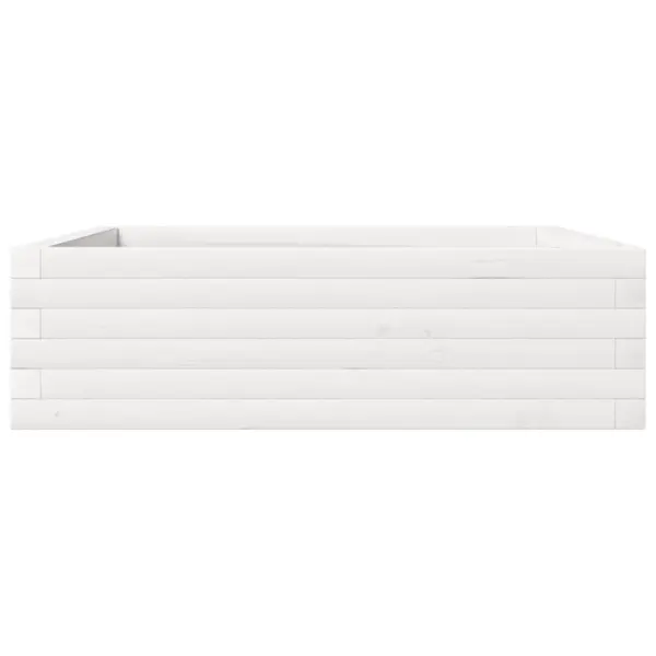 Valge männipuidust aia taimekast, 80 x 80 x 23 cm – 5