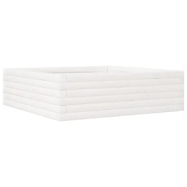 Valge männipuidust aia taimekast, 80 x 80 x 23 cm – 7