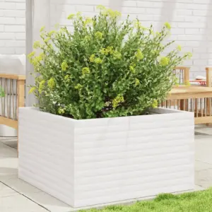 Valge männipuidust aia taimekast, 80 x 80 x 46 cm