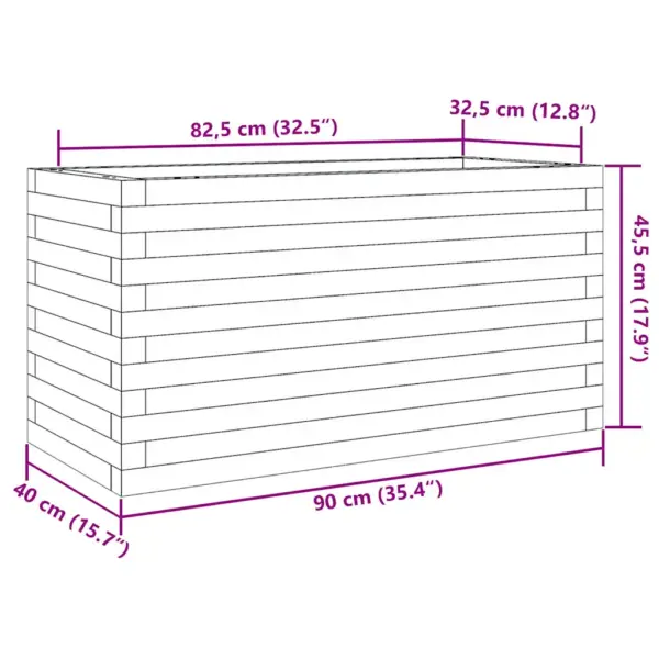 Valge männipuidust aia taimekast, 90 x 40 x 45,5 cm – 10