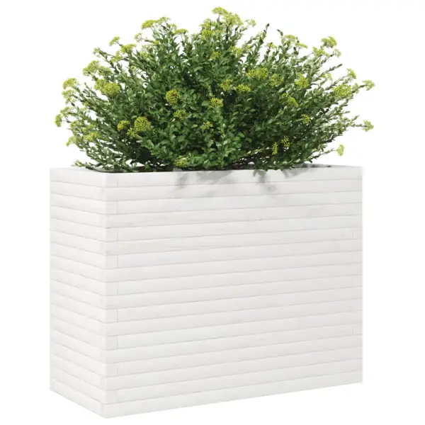 Valge männipuidust aia taimekast 90 x 40 x 68,5 cm – 4