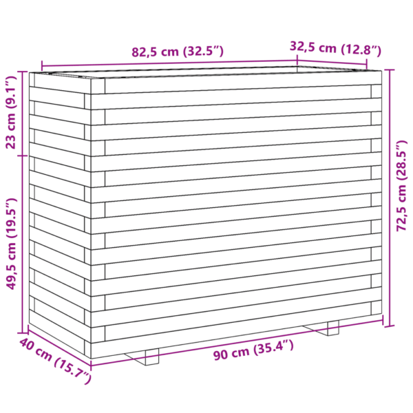 Aia taimekast männipuidust, valge, 90 x 40 x 72,5 cm - 10