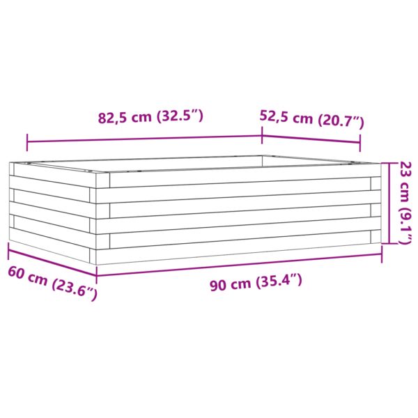 Männipuidust aia taimekast, valge, 90 x 60 x 23 cm – 10