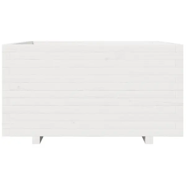 Valge täismännipuidust aia taimekast, 90 x 90 x 49,5 cm – 5