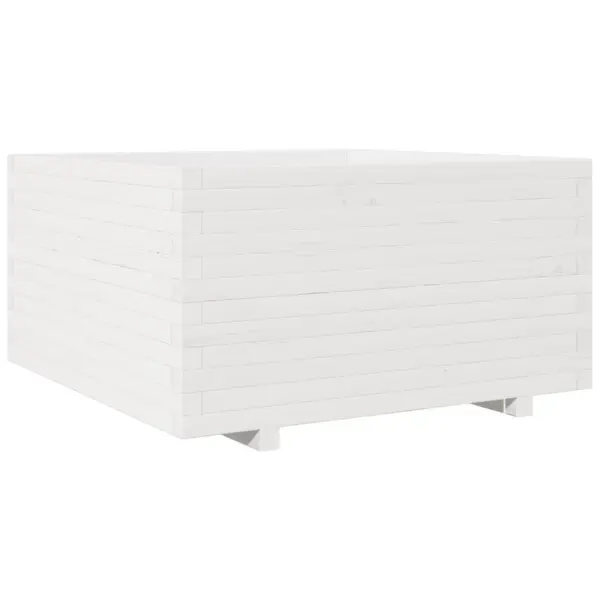 Valge täismännipuidust aia taimekast, 90 x 90 x 49,5 cm – 7