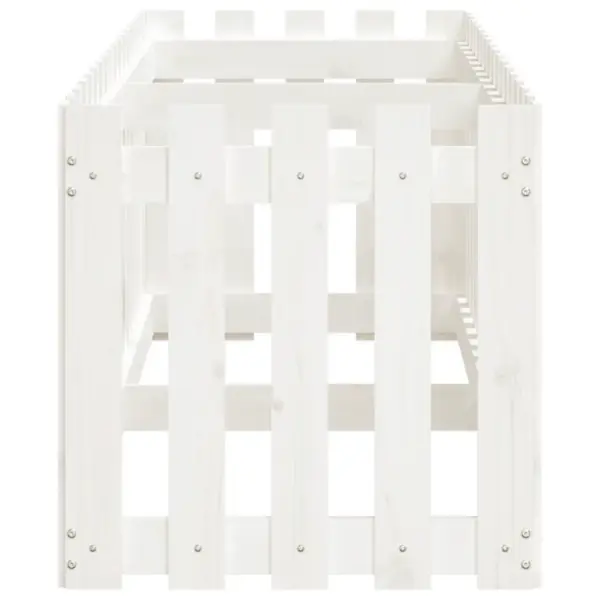 Valge aia disainiga kõrgendatud taimelava, männipuidust, 200 x 50 x 50 cm – 6