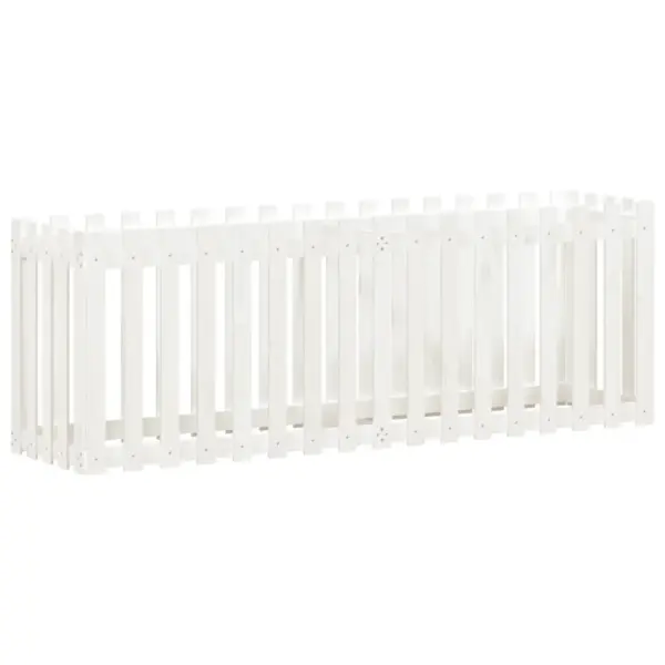 Valge männipuidust aia disainiga kõrgendatud taimelava, 200 x 50 x 70 cm – 4