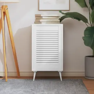 Valge lamell-disainiga männipuidust kapiuks, 61,5 x 39,4 cm