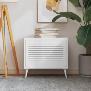 Valge lamellkujundusega männipuidust kapiuks, 39,5 x 59,4 cm