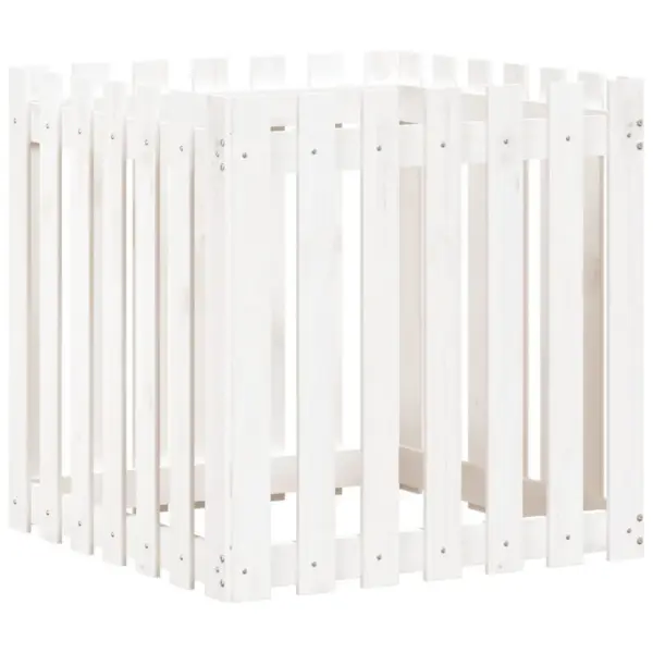 Aiapiirde stiilis taimekast, männipuit, valge, 70 x 70 x 70 cm – 4