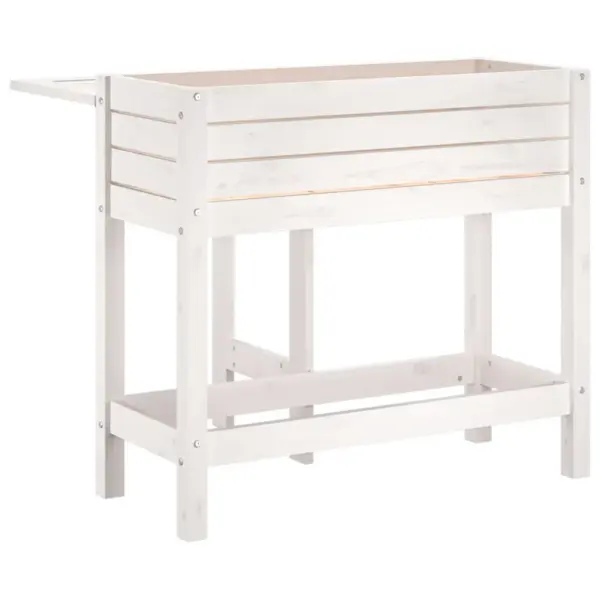 Kokkupandava lauaplaadiga kõrgendatud aia taimekast, valge männipuidust, 84 x 73 x 75 cm – 6