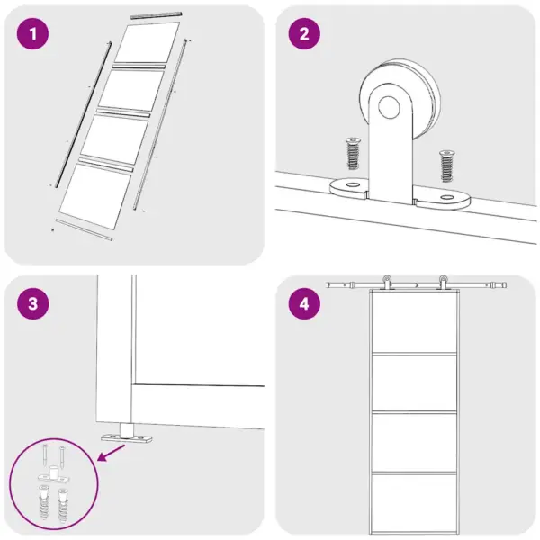 Valge mattklaasist liuguks alumiiniumraamiga, 76 x 205 cm – 5