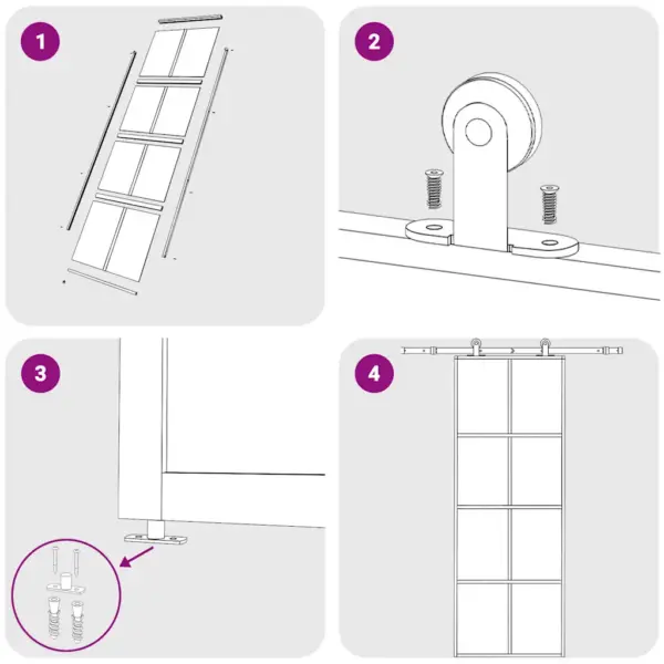 Valge mattklaasist liuguks alumiiniumraamiga, 76 x 205 cm – 8