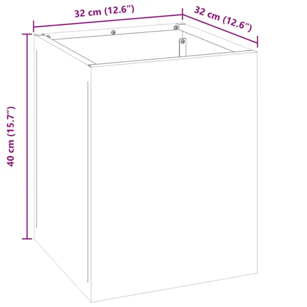 Valge metallist aia istutuspott, 32 x 32 x 40 cm, külmvaltsitud teras – 10
