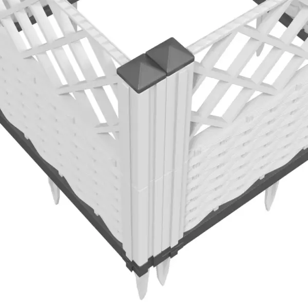 Modulaarne vaiadega taimekast aiapiirdeks, valge PP, 363,5 x 43,5 x 43,5 cm – 7